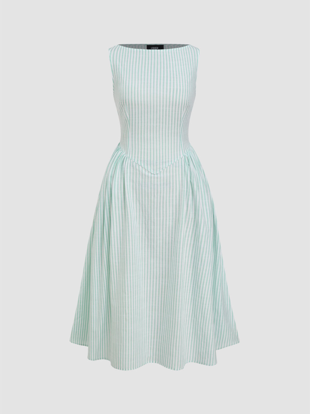 Damen Midi-Kleid mit schmalen Streifen und taillierter Silhouette Stalluxe