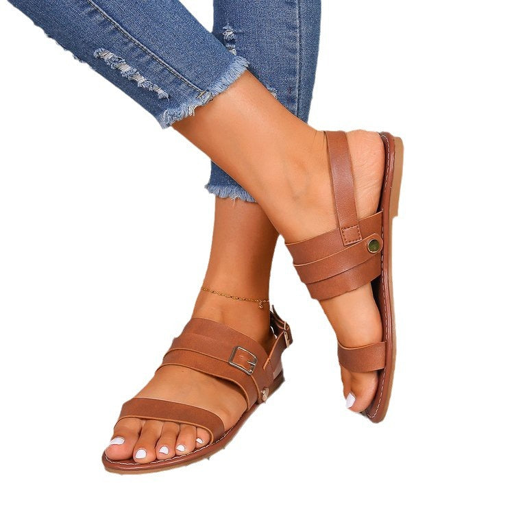 Damen Riemensandaletten mit verstellbarem Schnallenverschluss und ergonomischer Sohle Stalluxe