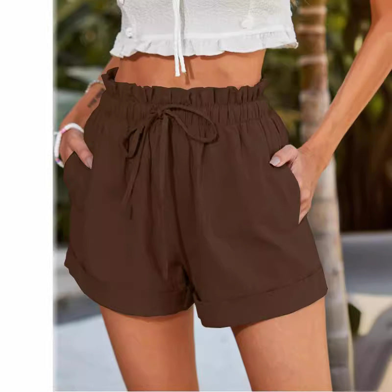 Damen lässige Sommer-Shorts mit elastischem Bund und Taschen Stalluxe