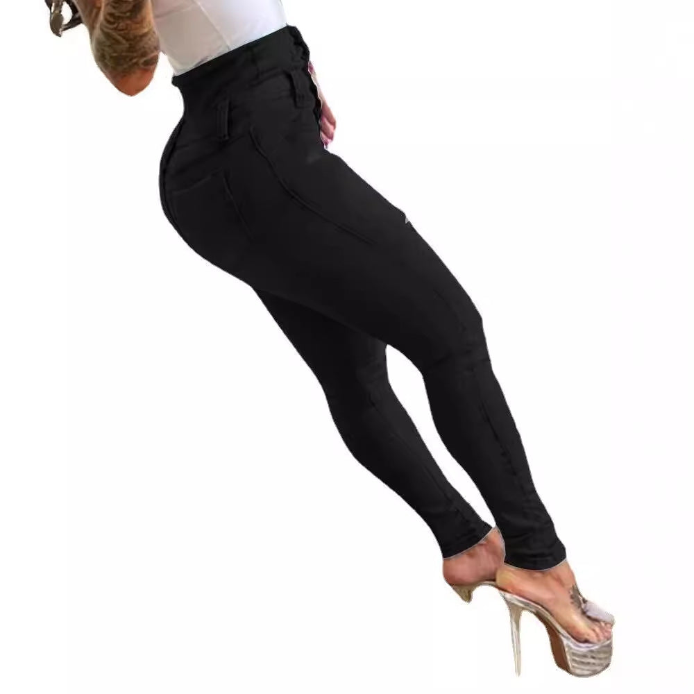 Damen High-Waist Denim Jeans mit modischen Destroyed-Details Stalluxe