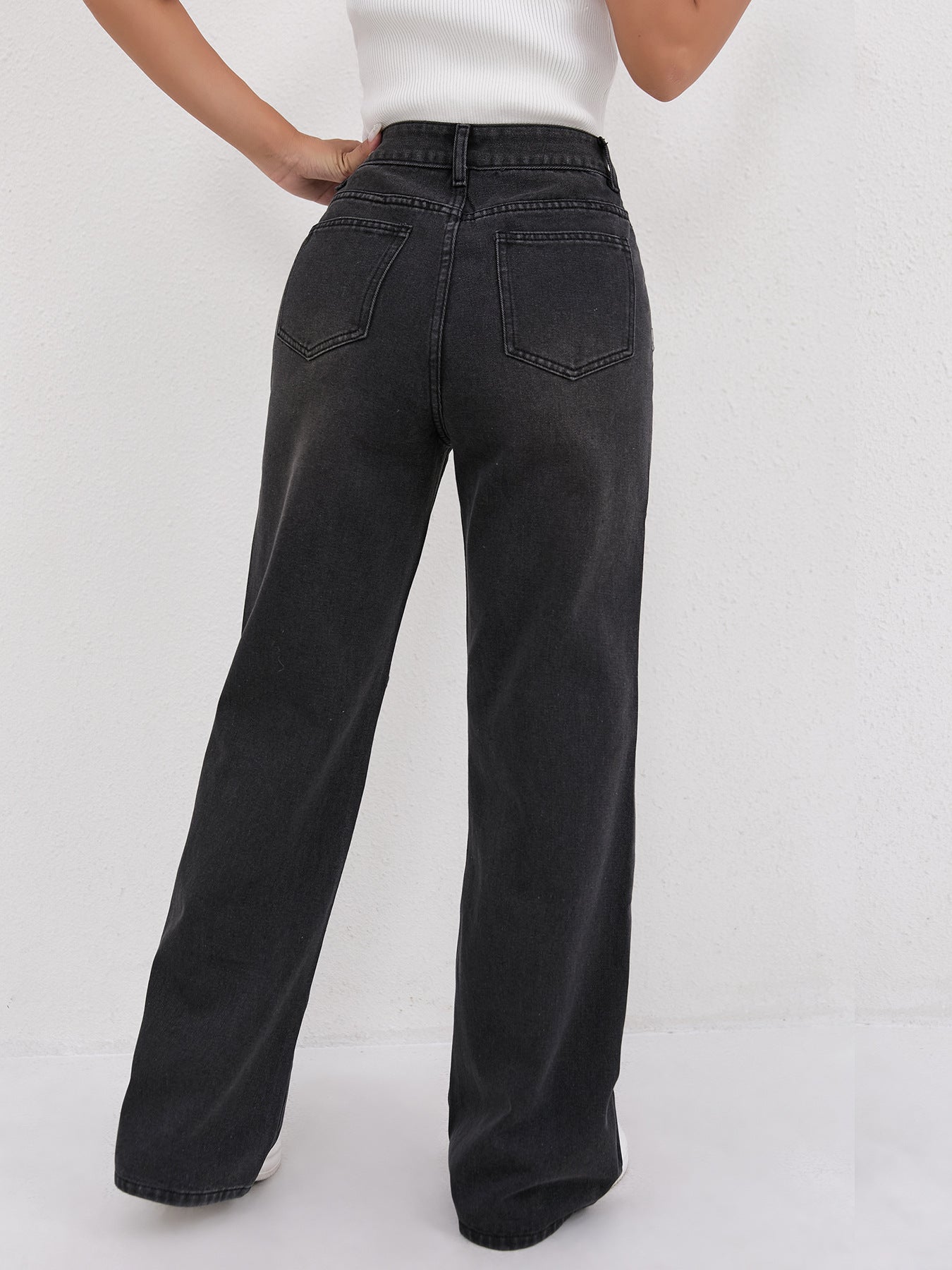 Damen Weite Hochtaillen-Jeans mit einzigartigen Nahtdetails und lässigem Schnitt Stalluxe