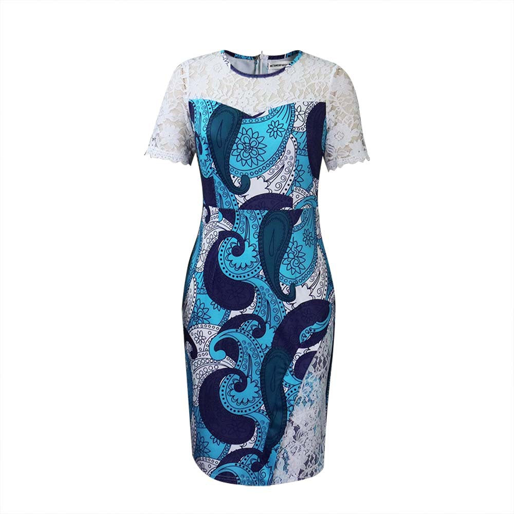 Damen Midi-Kleid mit Spitzennebeneinsatz und elegantem Muster Stalluxe