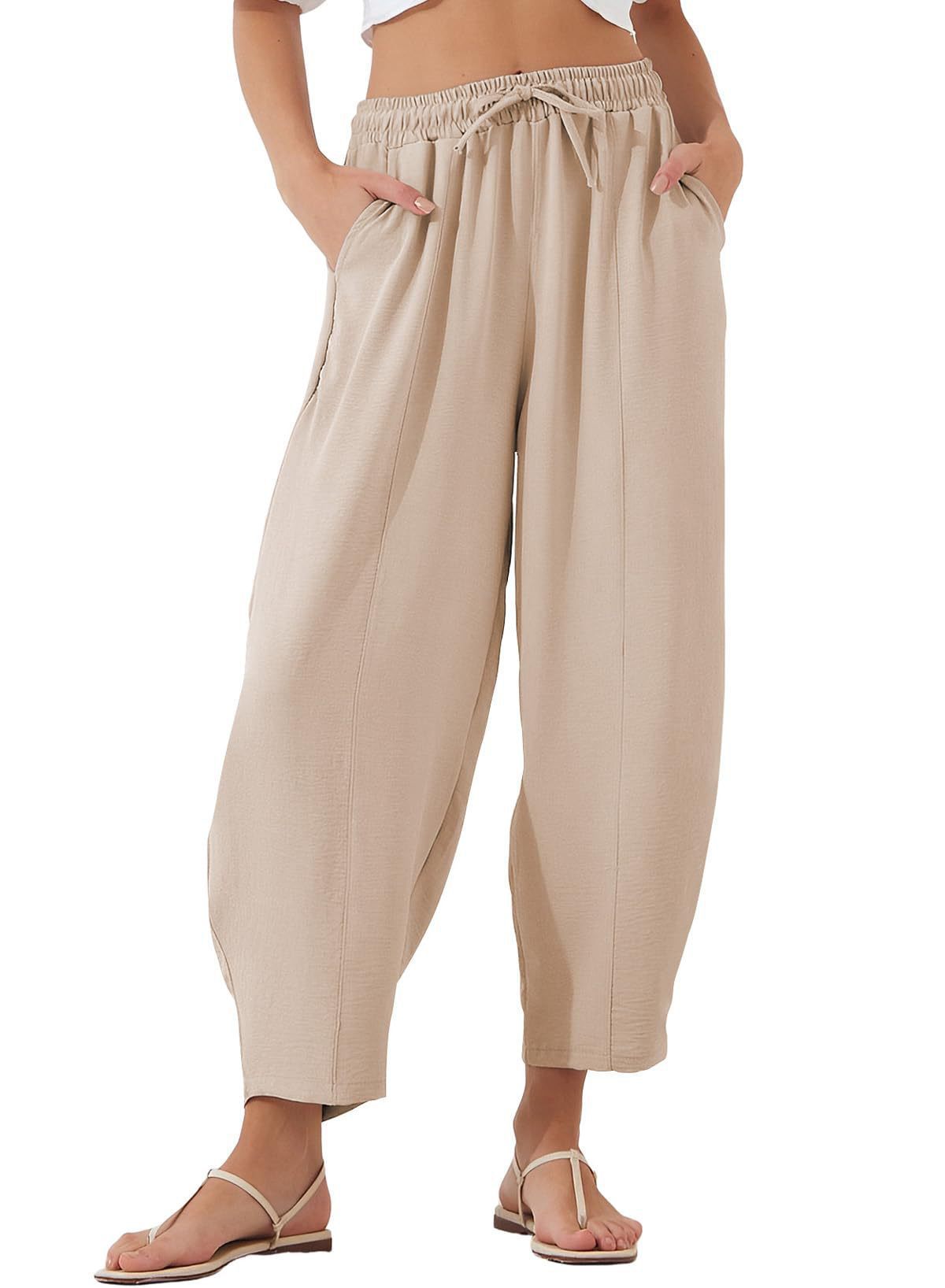 Damen Bequeme und luftige Freizeithose mit elastischem Bund und Seitentaschen Stalluxe