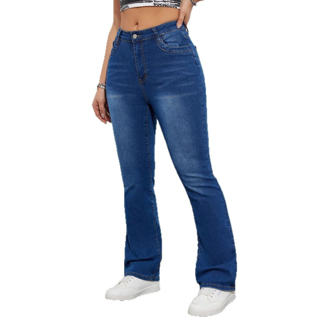 Damen Flared Jeans mit hoch tailliertem Schnitt und elastischem Bund Stalluxe