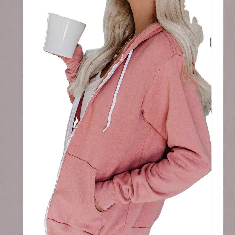 Damen lässige Kapuzenjacke mit praktischen Taschen und durchgehendem Reißverschluss Stalluxe