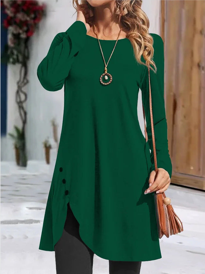 Damen modisches Longsleeve-Tunika mit verspielten Knopfdetails Stalluxe