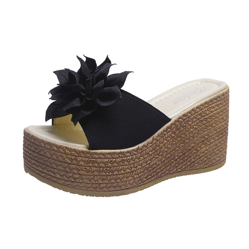 Damen Plateausandalen mit floralem Dekor und rutschfester Sohle Stalluxe