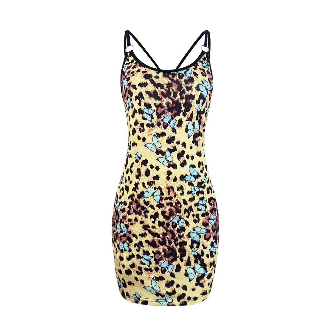 Damen Bodycon Mini Kleid mit Schmetterlings- und Tierdruckdesign Stalluxe