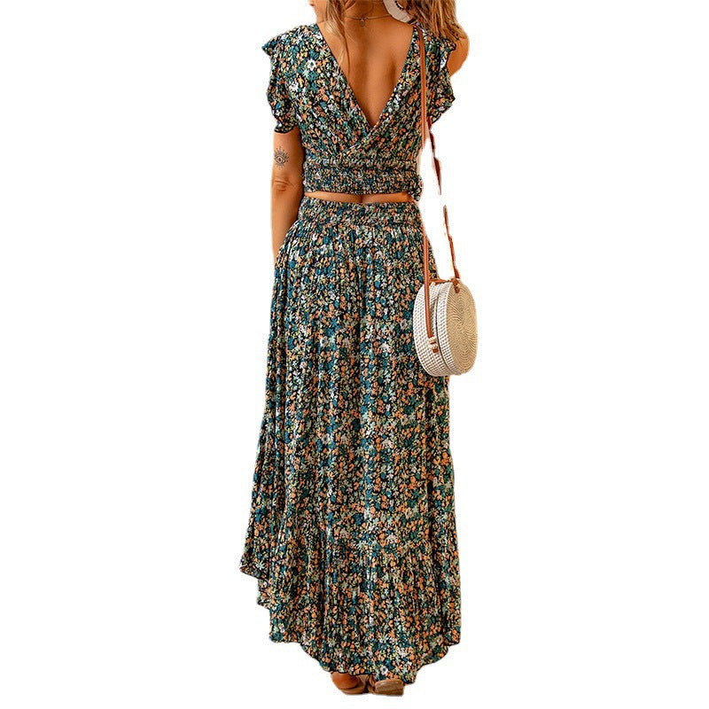 Damen Maxikleid mit floralem Design und ausgestellten Ärmeln Stalluxe