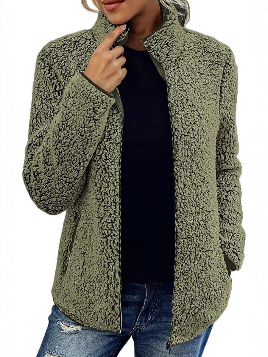 Damen Kuschelige Fleecejacke mit Stehkragen und Seitentaschen Stalluxe