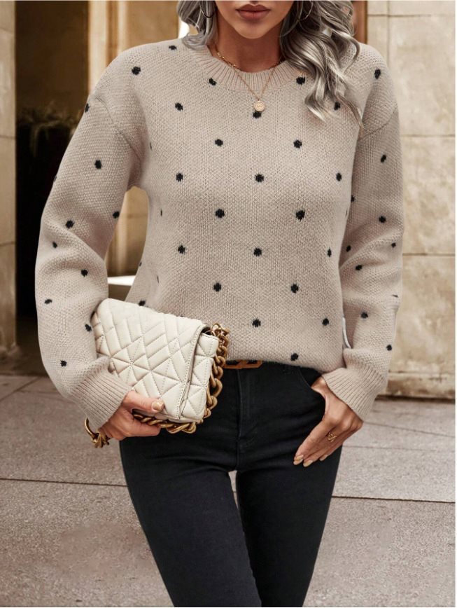Damen Gemusterter Strickpullover mit Rundhalsausschnitt und lässiger Passform Stalluxe
