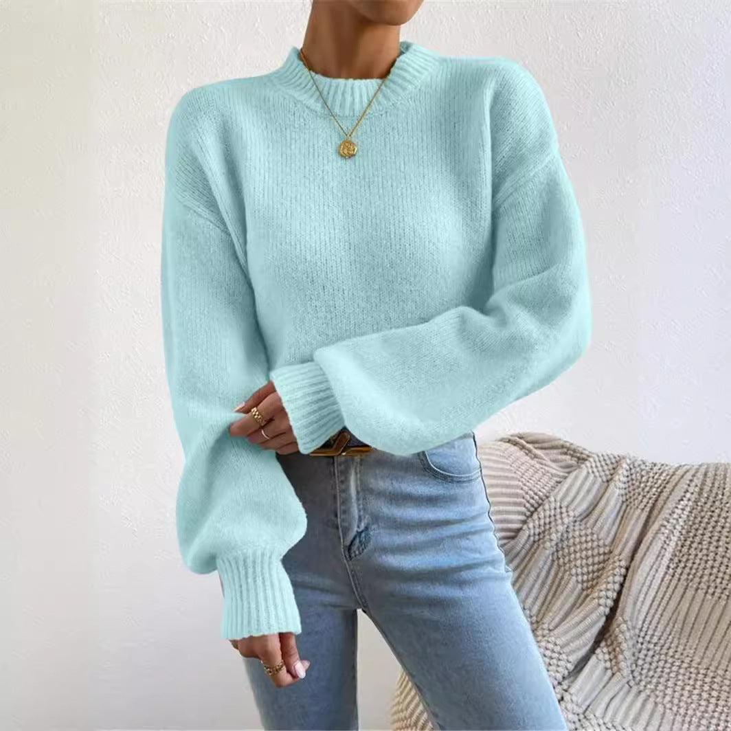 Damen lockerer Strickpullover mit hohem Kragen und strukturiertem Design Stalluxe