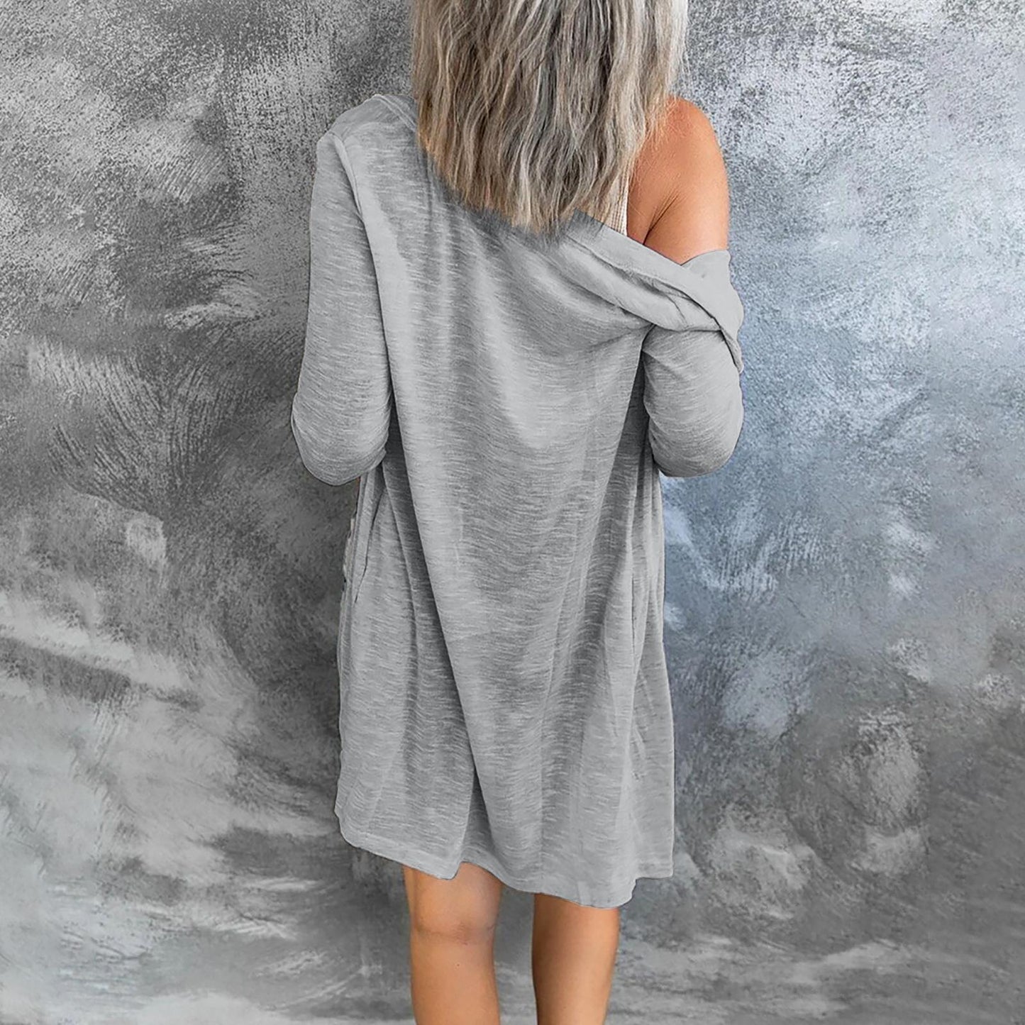 Damen Langer Cardigan mit praktischen Knöpfen und lässigem Schnitt Stalluxe