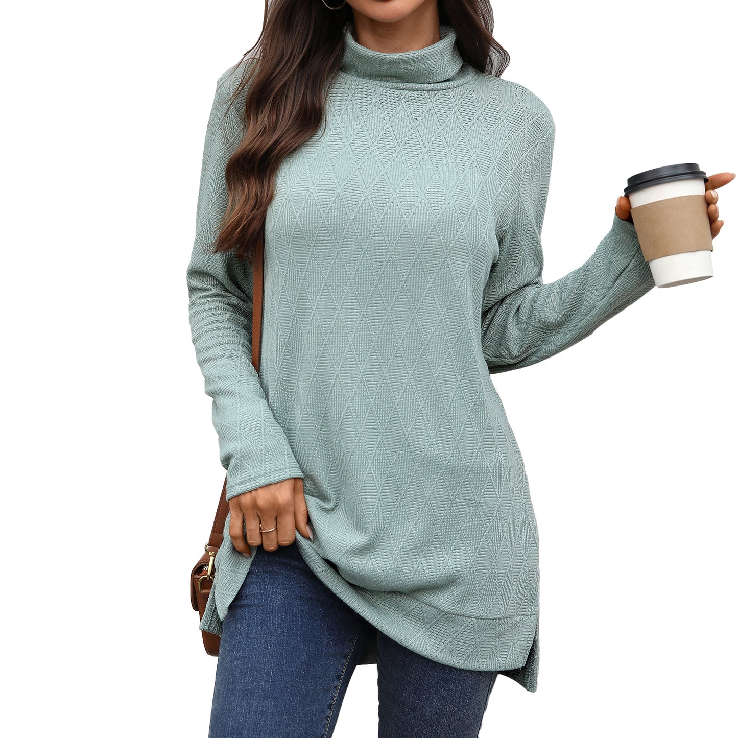 Damen Langarm Sweater mit Stehkragen Stalluxe