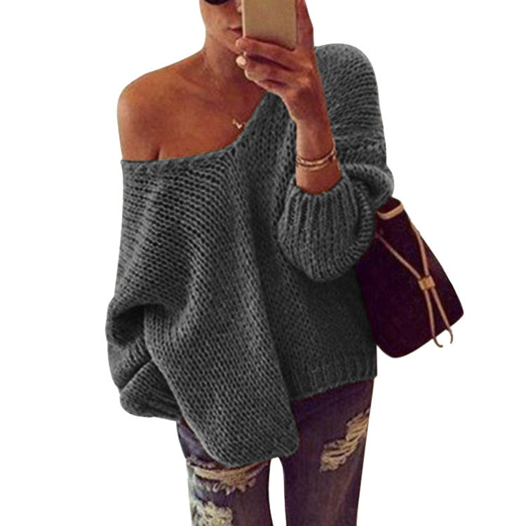 Damen Oversized Strickpullover mit schulterfreiem Design und lässigem Schnitt Stalluxe