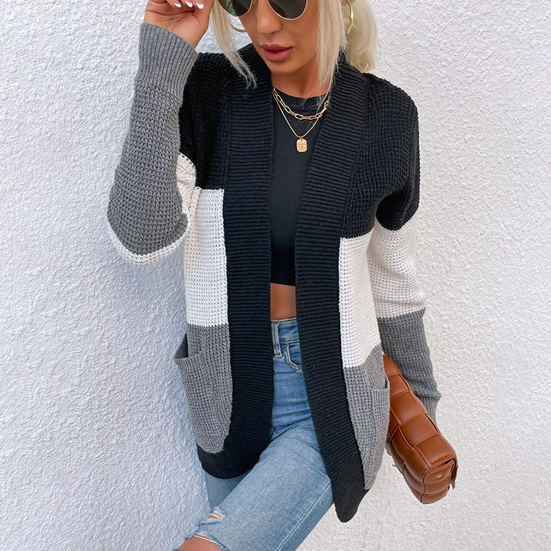 Damen Strickjacke mit luftiger Netzstruktur und praktischen Taschen Stalluxe