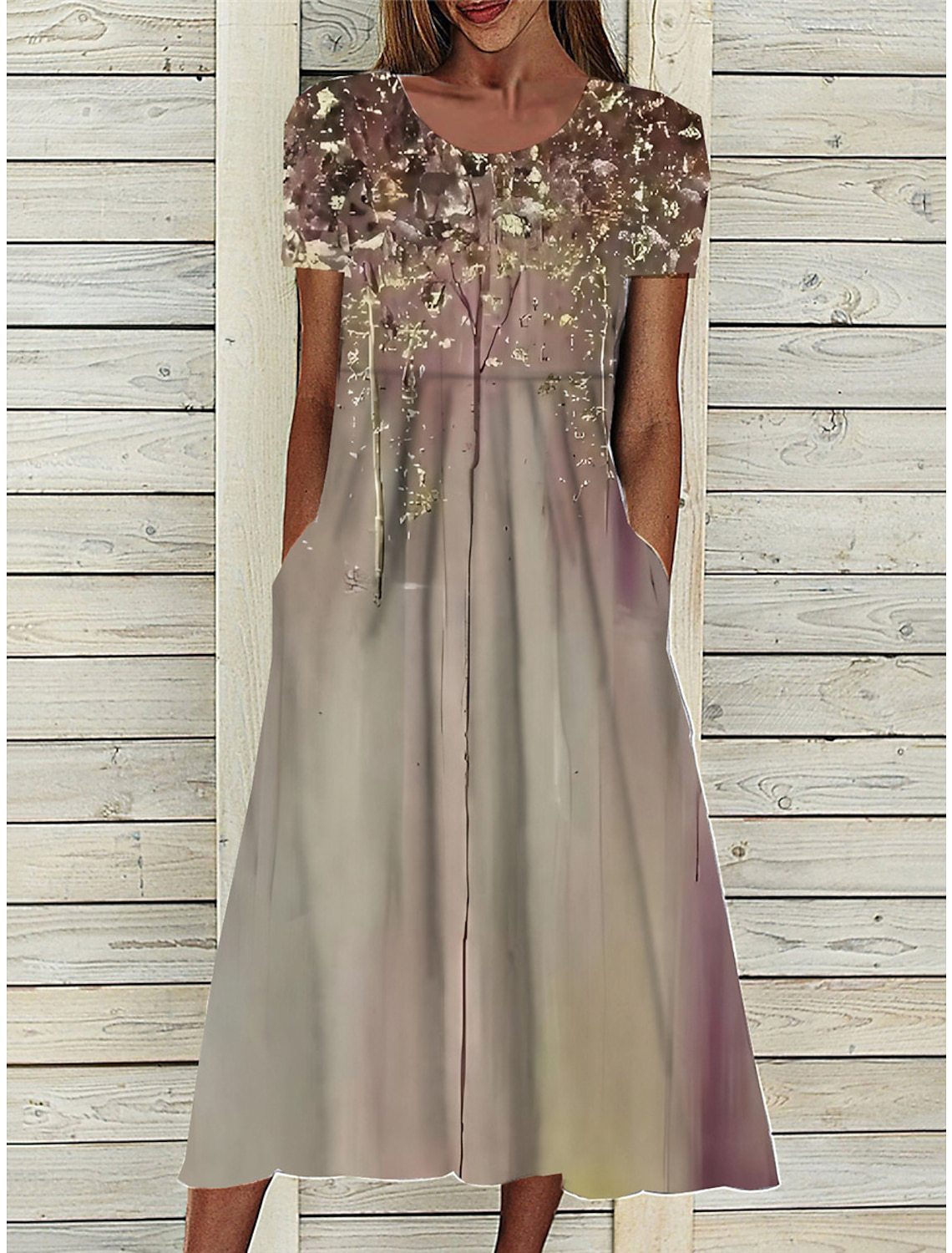 Damen Sommerkleid mit gepunktetem Design und praktischen Taschen Stalluxe