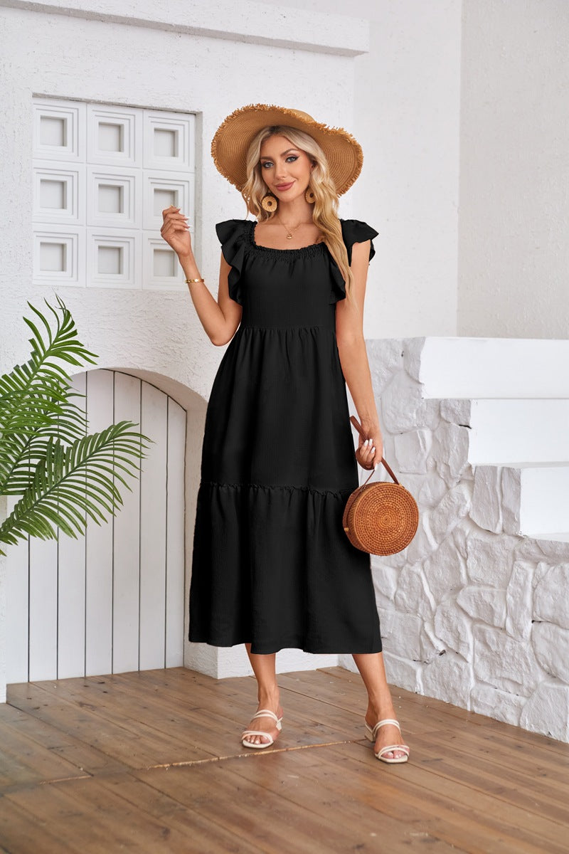 Damen Maxikleid mit Rüschendetails Stalluxe