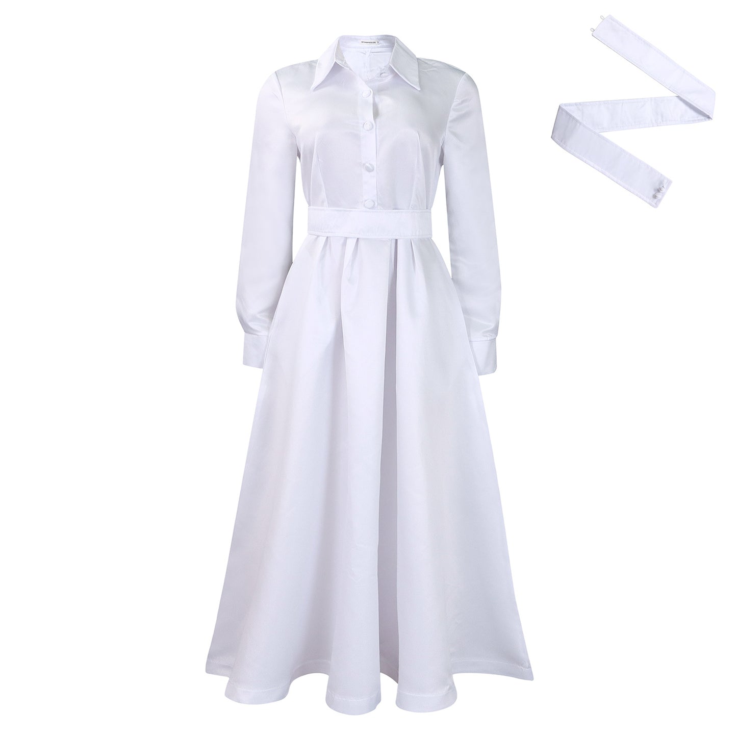 Damen Maxi-Kleid mit eleganter Knopfleiste und taillierbarem Gürtel Stalluxe