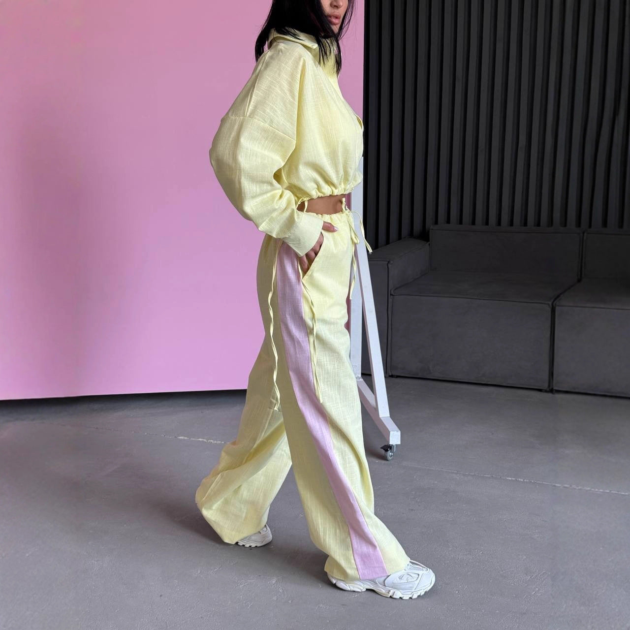Damen lässiger Oberteil und weite Hose Set Stalluxe