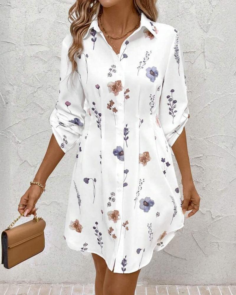 Damen Hemdblusenkleid mit floralen Akzenten und komfortablem Schnitt Stalluxe