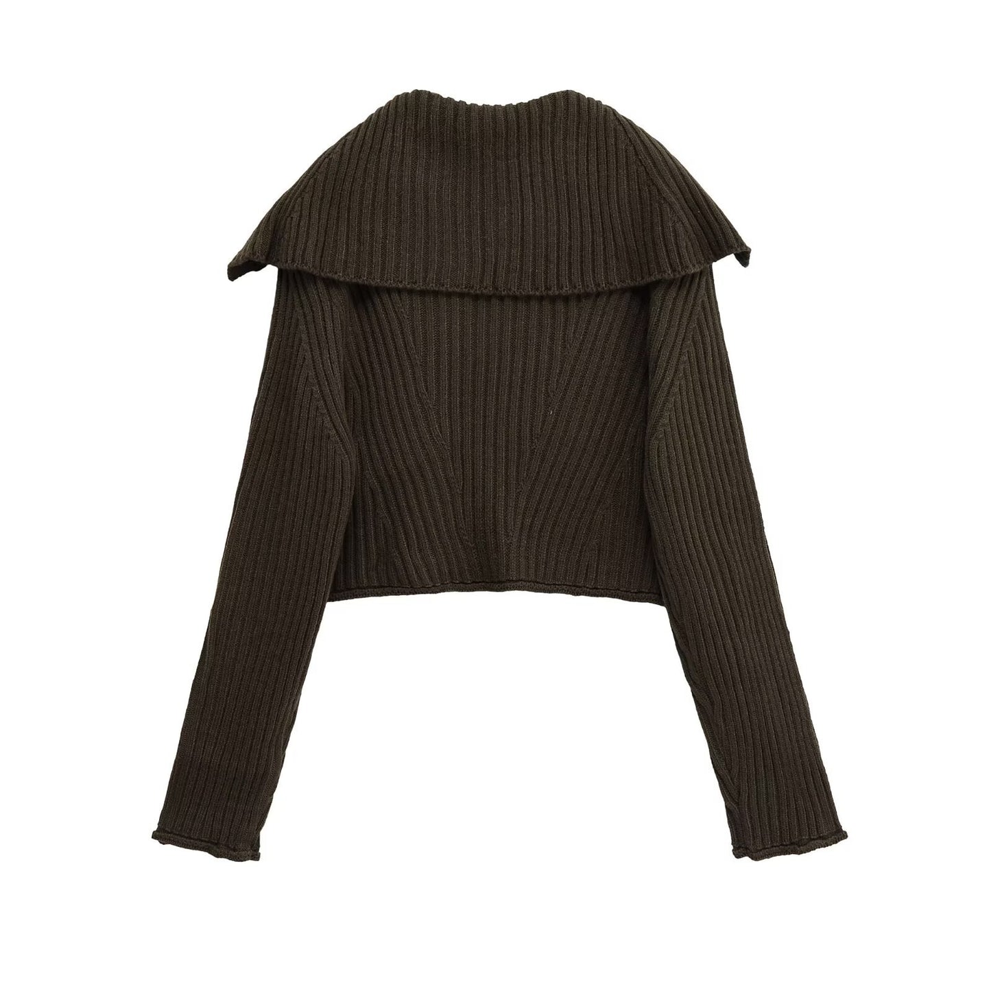 Damen cropped Strickjacke mit großem Kragen und Knopfverschluss Stalluxe