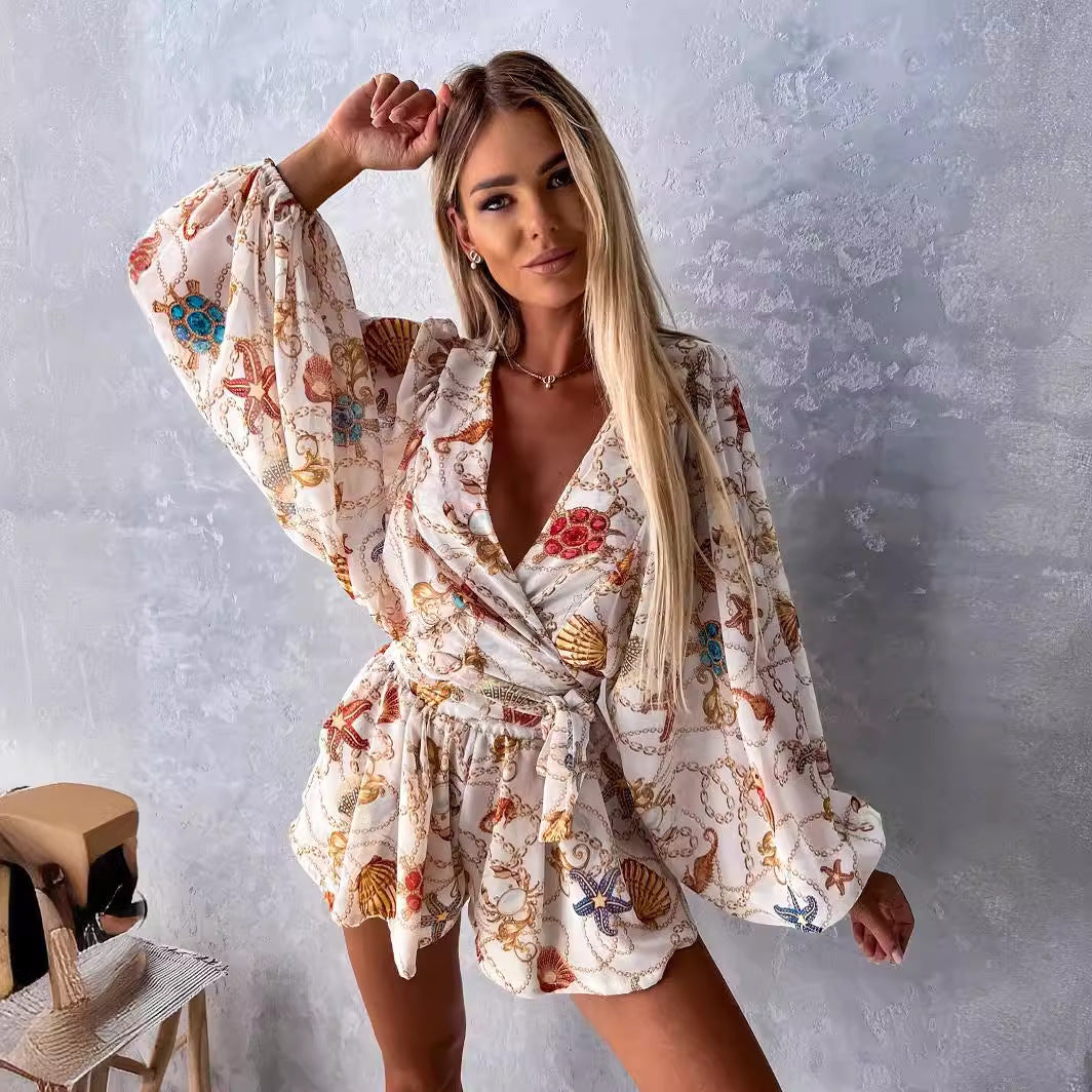 Damen Modischer Kurzoverall mit raffiniertem Wickeldesign Stalluxe