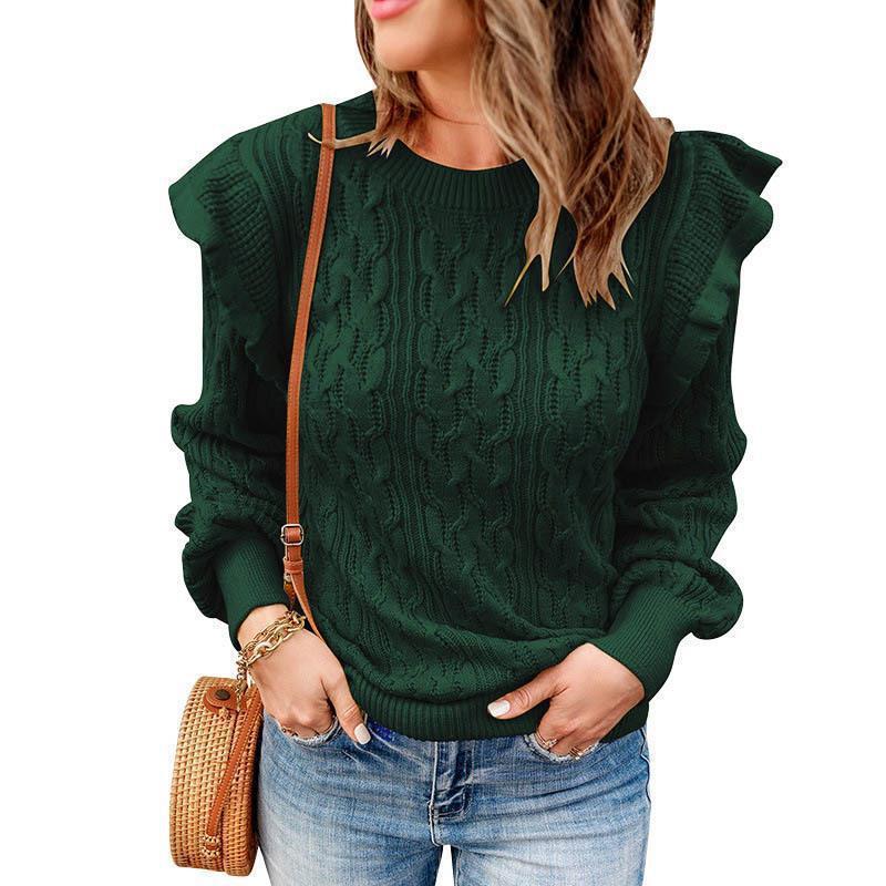 Damen Oversized Strickpullover mit Rüsche Stalluxe