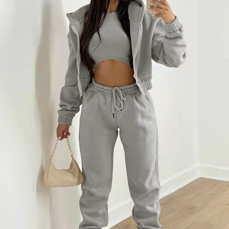 Damen sporty cropped Hoodie und Jogginghose Set Stalluxe