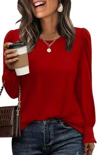 Damen Langarmshirt mit Puffärmeln Stalluxe