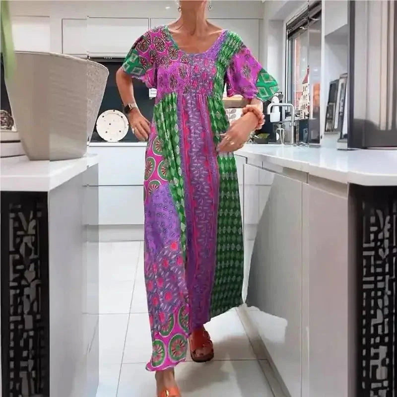 Damen Maxikleid mit buntem Mustermix und luftiger Passform Stalluxe