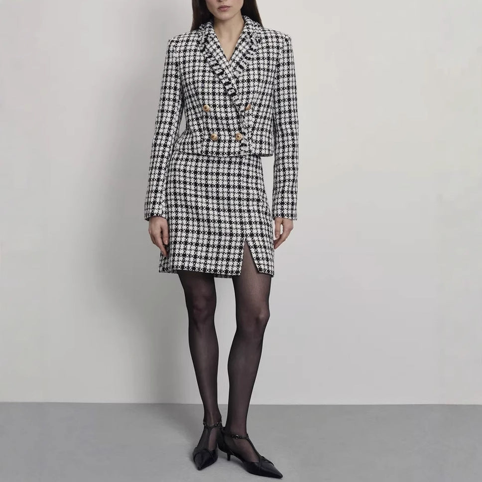 Damen Doppeltfältiger Blazer mit integriertem Rock Stalluxe