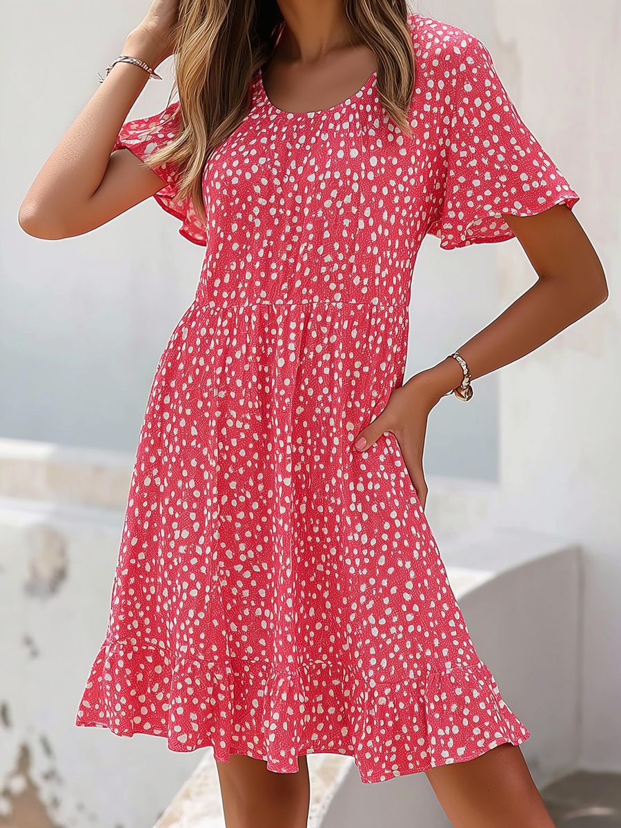Damen lässiges Freizeitkleid mit fließendem Schnitt und Rüschensaum Stalluxe