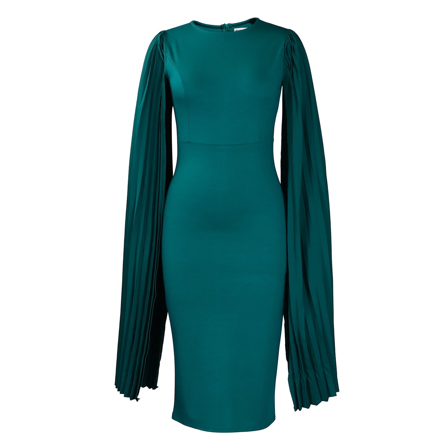 Damen elegantes Kleid mit plissierten Ärmeln und figurbetonter Silhouette Stalluxe