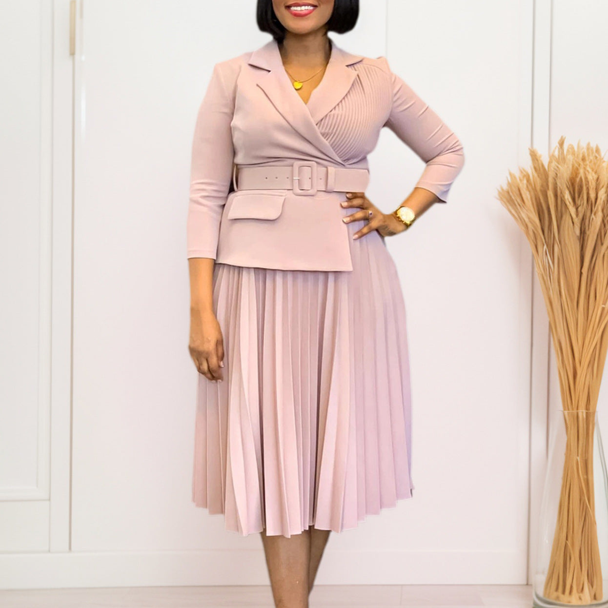 Damen elegantes und modisches Blazer-Kleid mit Falten