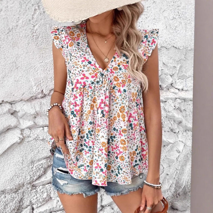 Damen Bluse mit floralem Design und voluminösen Ärmeln Stalluxe
