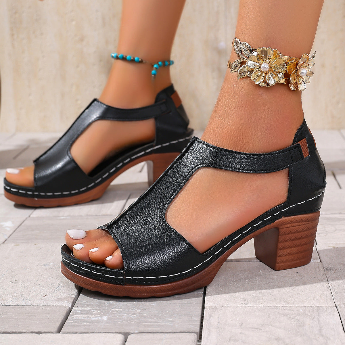 Damen Sandalen mit Blockabsatz Stalluxe