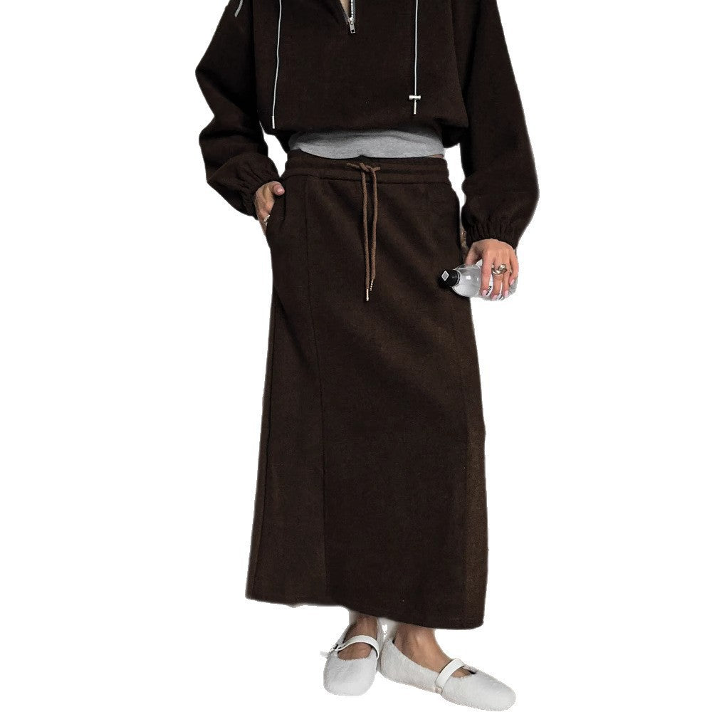 Damen Langer Jersey-Rock mit verstellbarem Bund und eleganter Silhouette Stalluxe