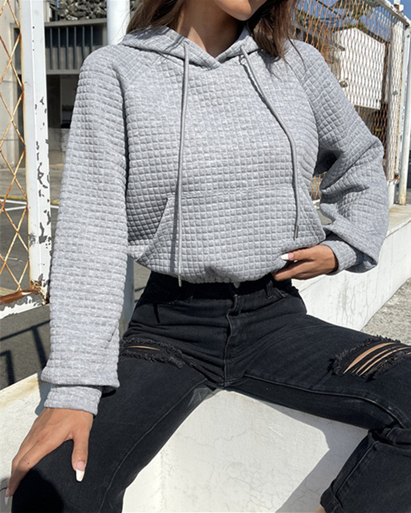 Women's Textured Crop Hoodie Stalluxe