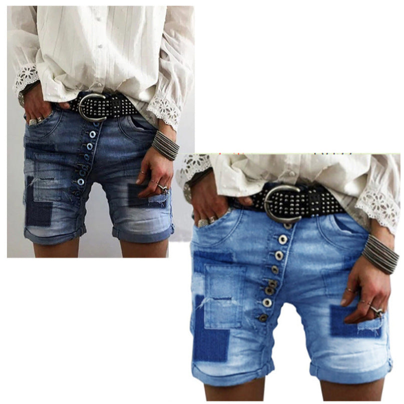 Damen modische Denim-Shorts mit funktionalen Taschen und distressed Akzenten Stalluxe