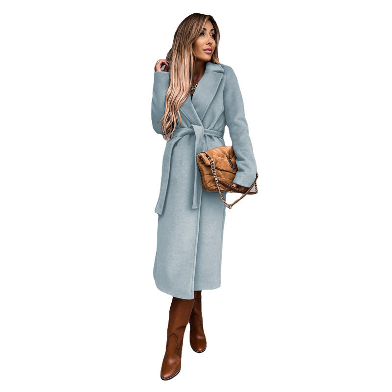 Damen eleganter Wool-Mantel mit Gürtel und zeitloser Silhouette Stalluxe