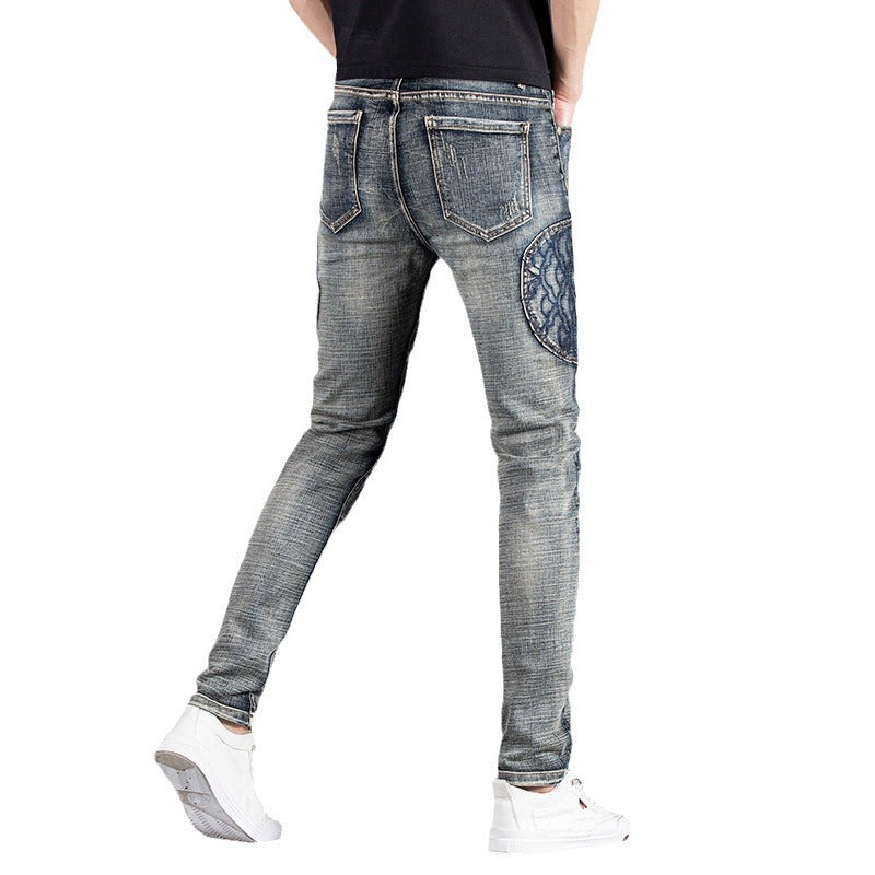 Herren modische Jeans im kreativen Design mit Reißverschlüssen und Detailnähten Stalluxe