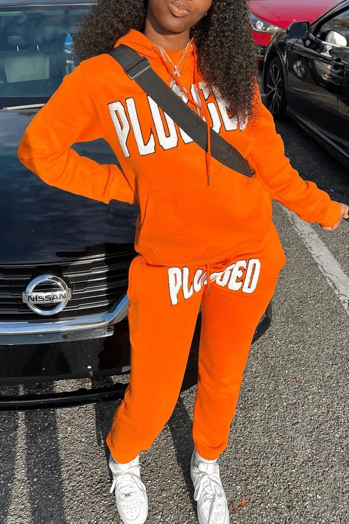 Damen kuscheliges Hoodie- und Jogginghose-Set mit auffälligem Schriftzug Stalluxe