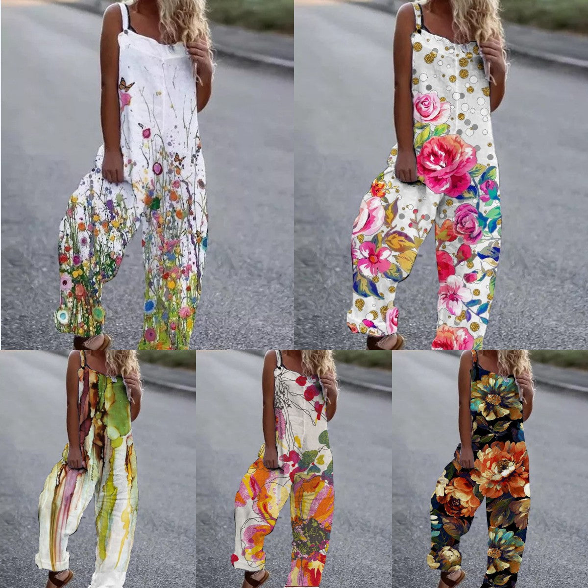 Women's Artistic Floral Print Jumpsuit Stalluxe