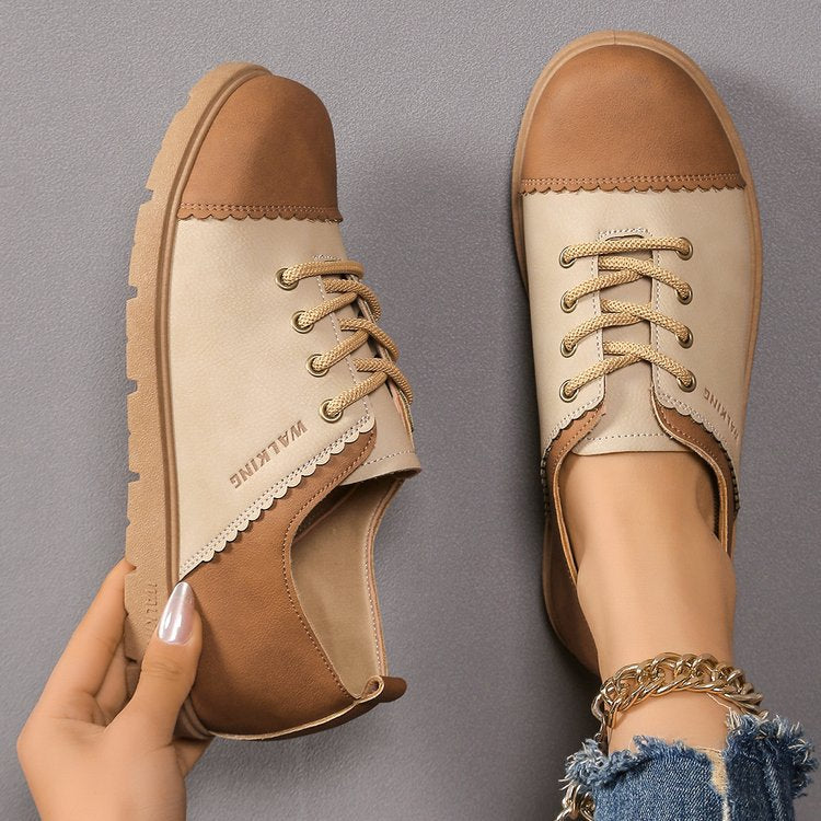 Damen modische Sneaker mit farblich abgesetzter Zehenkappe und eleganter Schnürung Stalluxe
