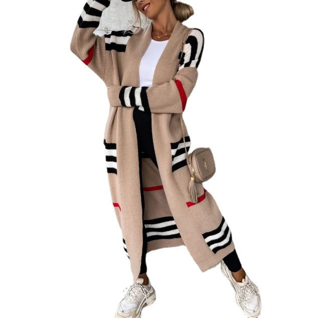 Damen Langstrickjacke im trendigen Streifenmuster Stalluxe