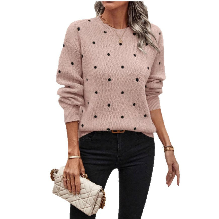 Damen kuscheliger Strickpullover mit trendigem Punktmuster Stalluxe