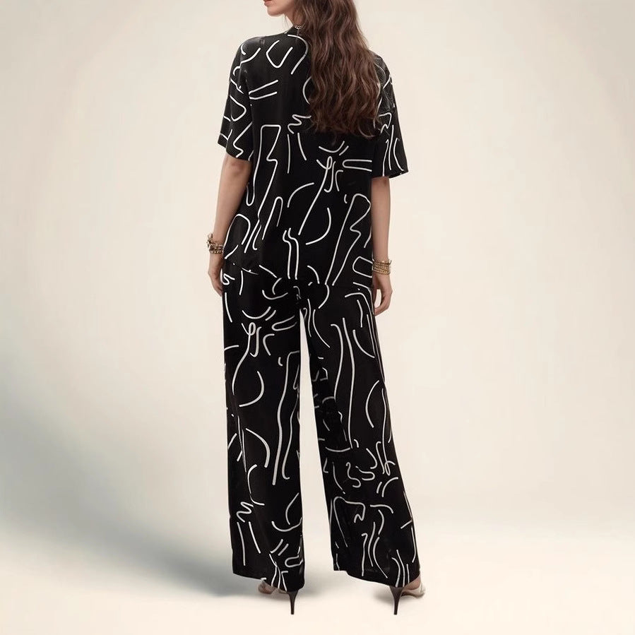 Damen Pyjama-Set mit modernem grafischem Design Stalluxe