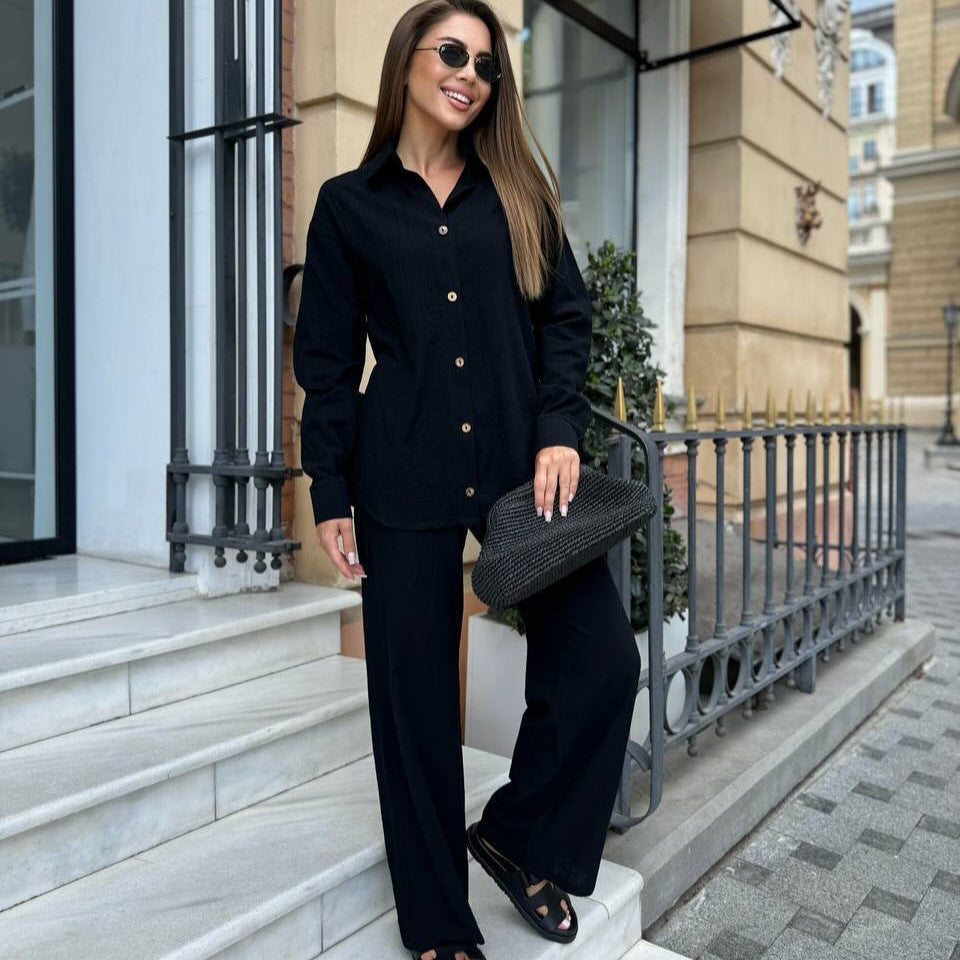 Damen modische weit geschnittene Jacke und Hose Set Stalluxe