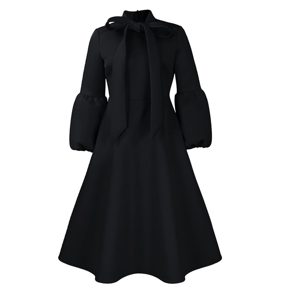 Damen Midikleid mit eleganten Schleifenärmeln und schwingendem Rock Stalluxe